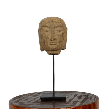 Stone Buddha Head and Stand