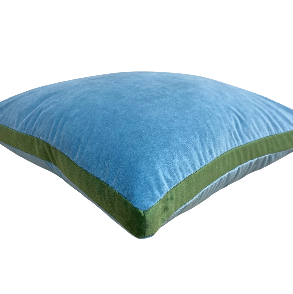 Light Blue and Green Velvet Box Pillow - Thumbnail 3