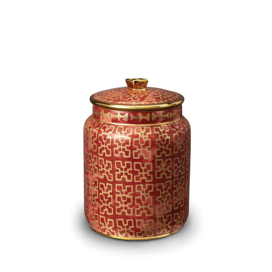 Small Red Fortuny Ashanti Canister
