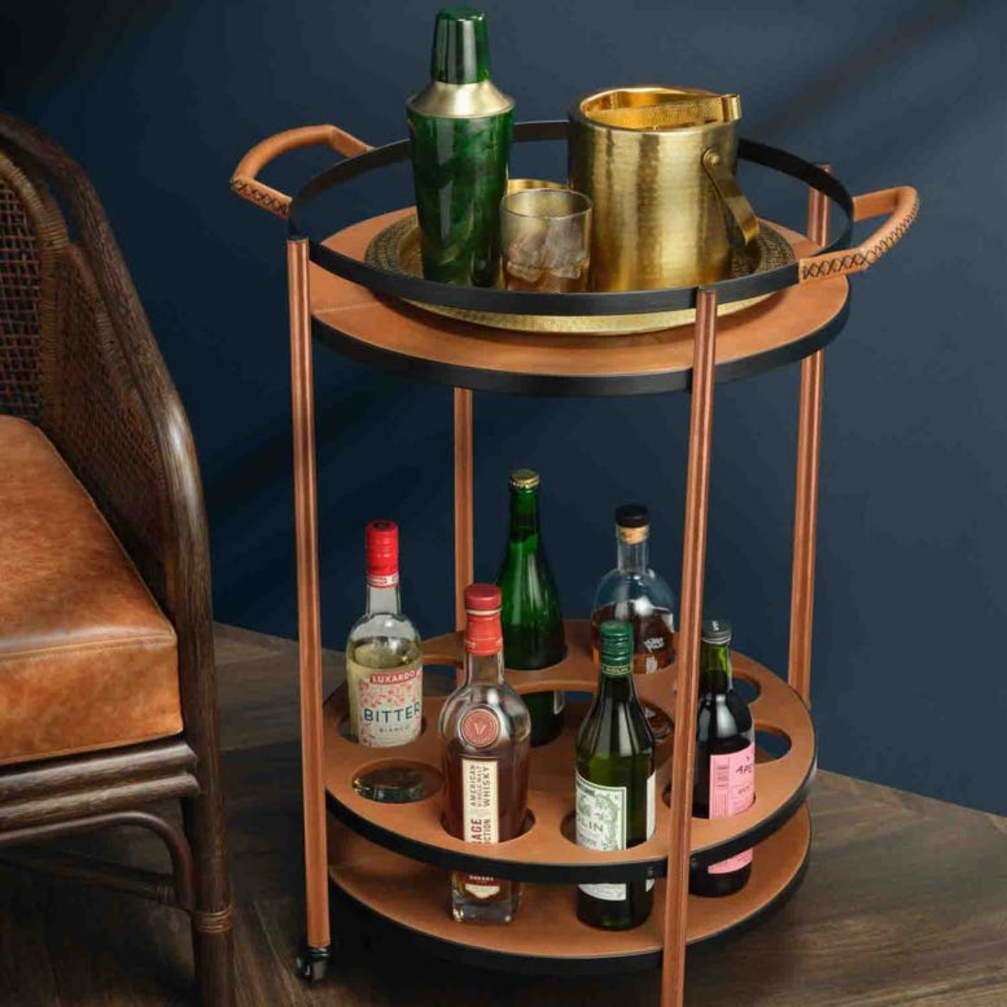 Made Goods Leather Bar Cart