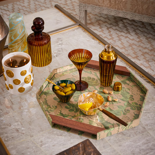 Set of 4 Amber Prism Martini Glasses