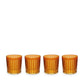 Set of 4 Amber Prism Double Old Fashioned Glasses