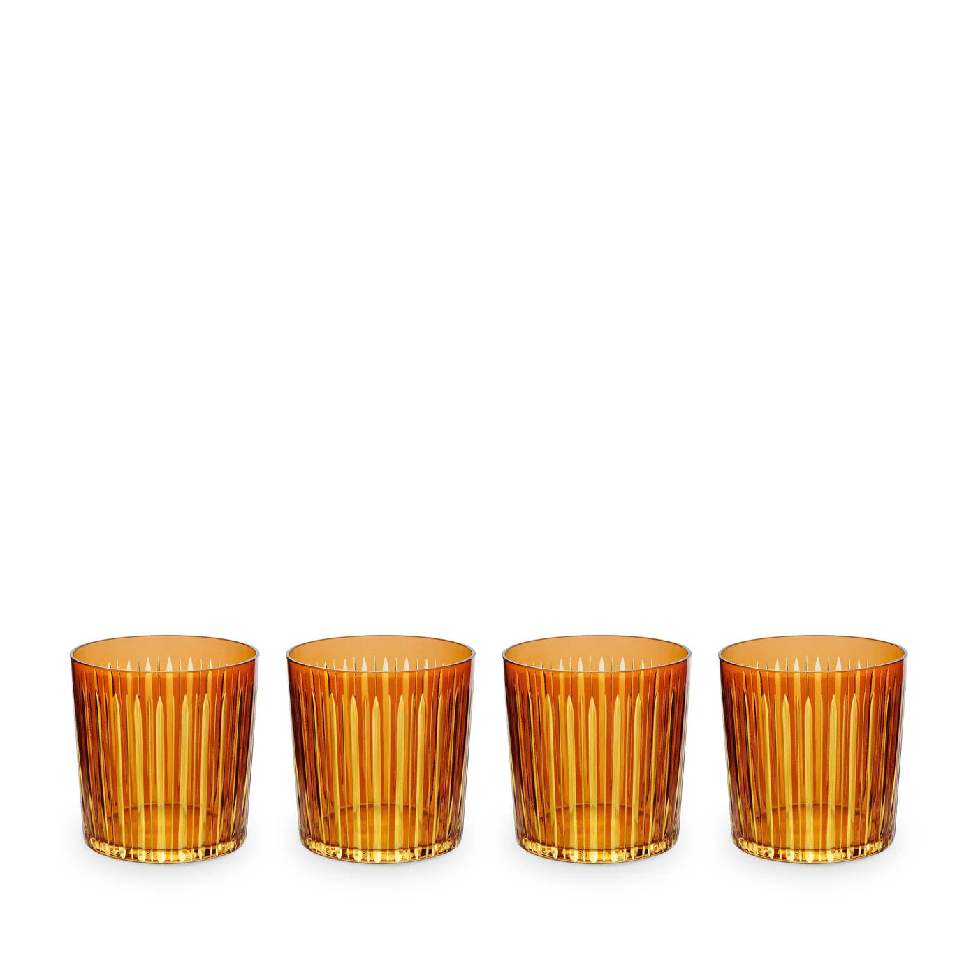 Set of 4 Amber Prism Double Old Fashioned Glasses