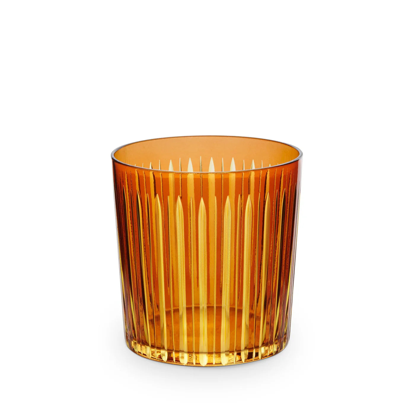 Set of 4 Amber Prism Double Old Fashioned Glasses