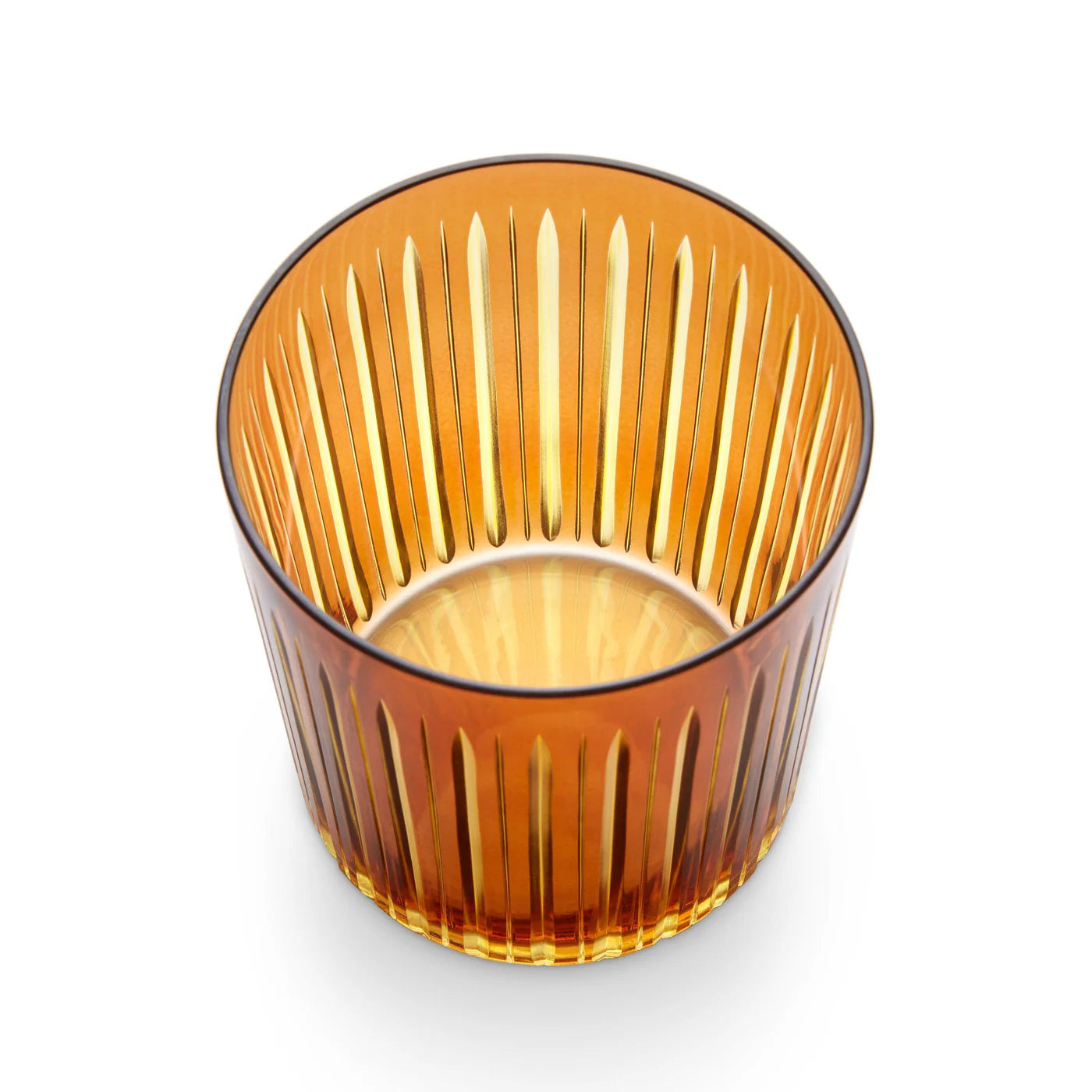 Set of 4 Amber Prism Double Old Fashioned Glasses