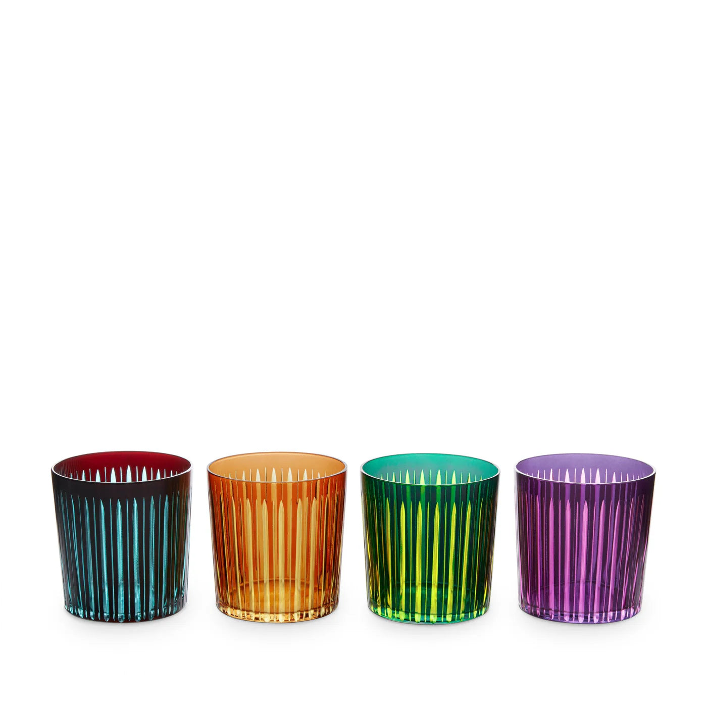 Set of 4 Assorted Prism Double Old Fashioned Glasses