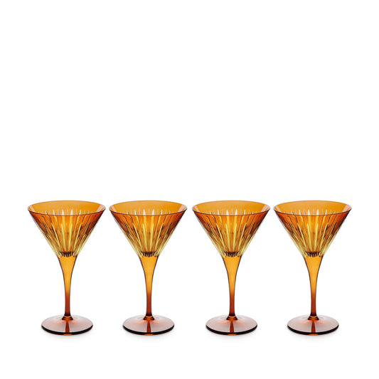Set of 4 Amber Prism Martini Glasses
