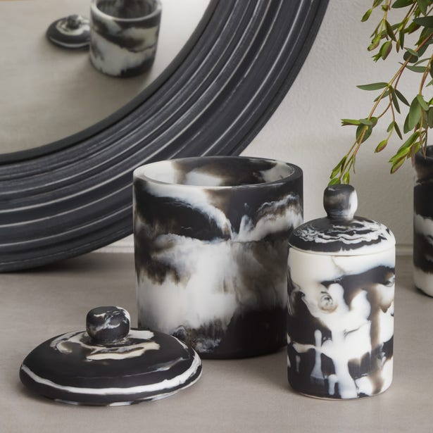 Pigeon and Poodle Southold Canisters in Black Swirled Resin