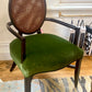 Port Eliot Green Mohair Oval Cane Back Arm Chair