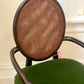 Port Eliot Green Mohair Oval Cane Back Arm Chair