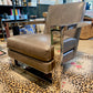 Thayer Coggin Cool Roger Lounge Chair in Grey Leather