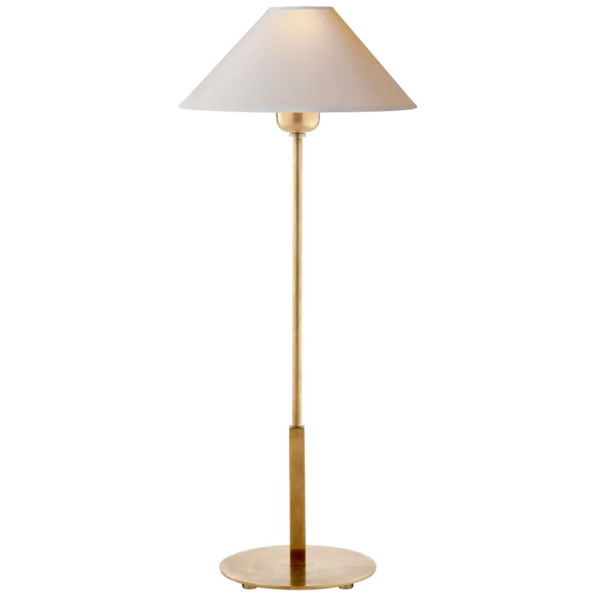 Visual Comfort Hackney Table Lamp in Antique Brass with Natural Paper Shade