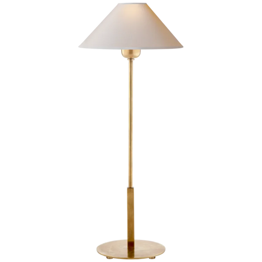 Visual Comfort Hackney Table Lamp in Antique Brass with Natural Paper Shade